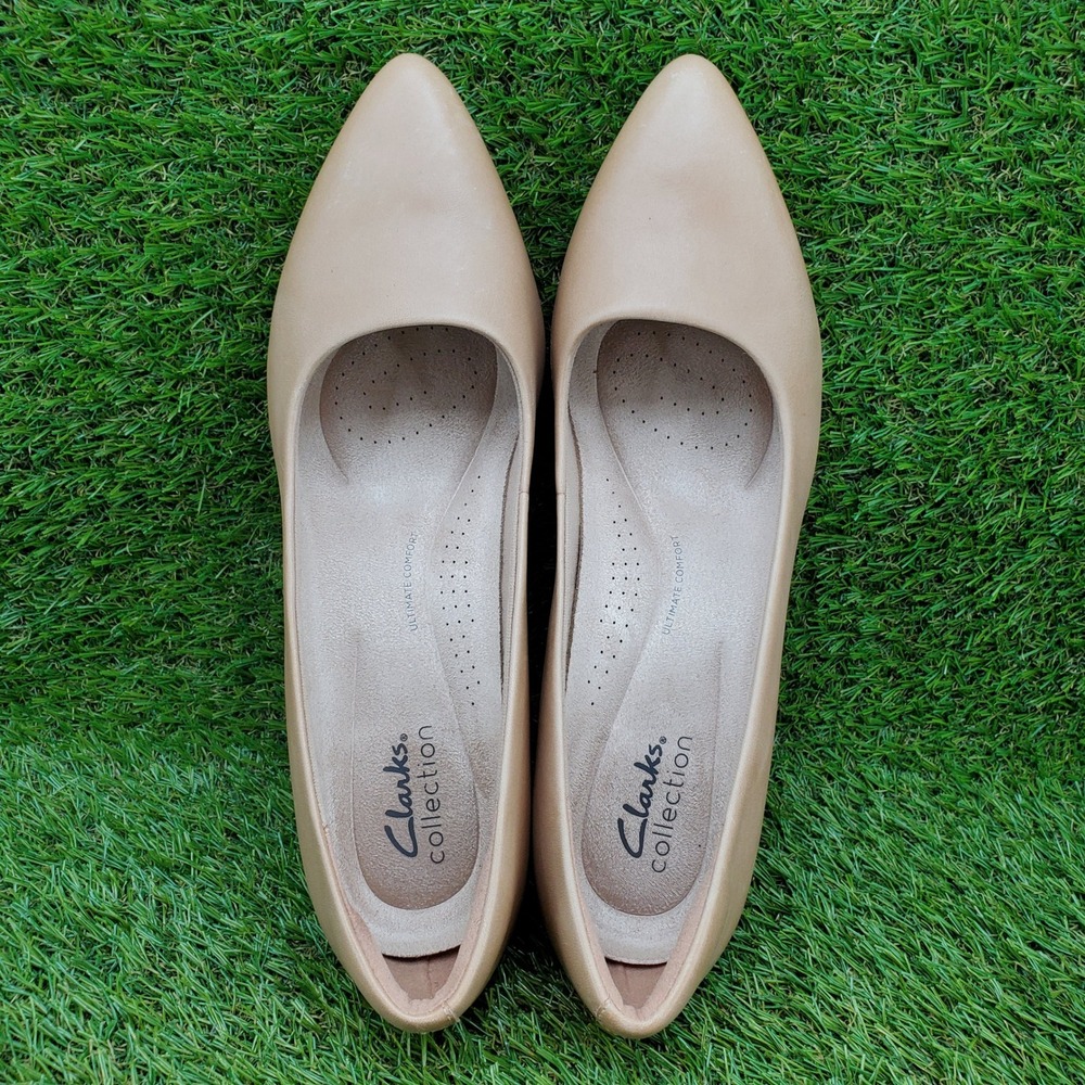 Clarks Kataleyna Gem SIZE 9 Women's Leather Pointed Toe Pumps Warm Beige - Picture 7 of 9